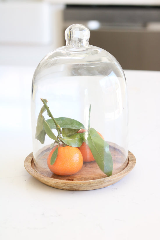 Load image into Gallery viewer, Mango Wood &amp;amp; Glass Cloche
