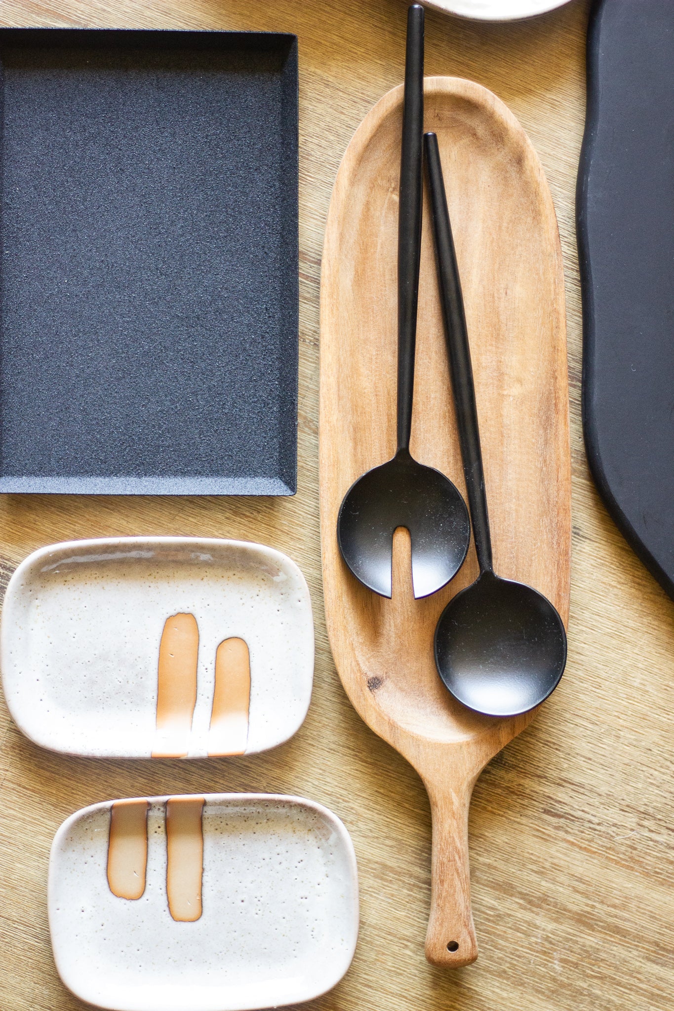 Black Stainless Salad Servers